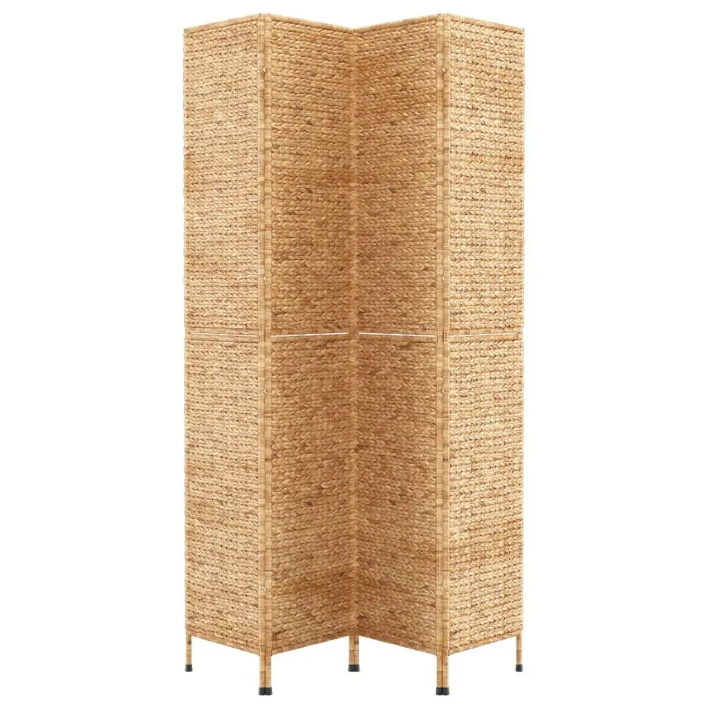 4 Panel Room Divider Screen Privacy Partition 163 x 180 cm Brown Water Hyacinth