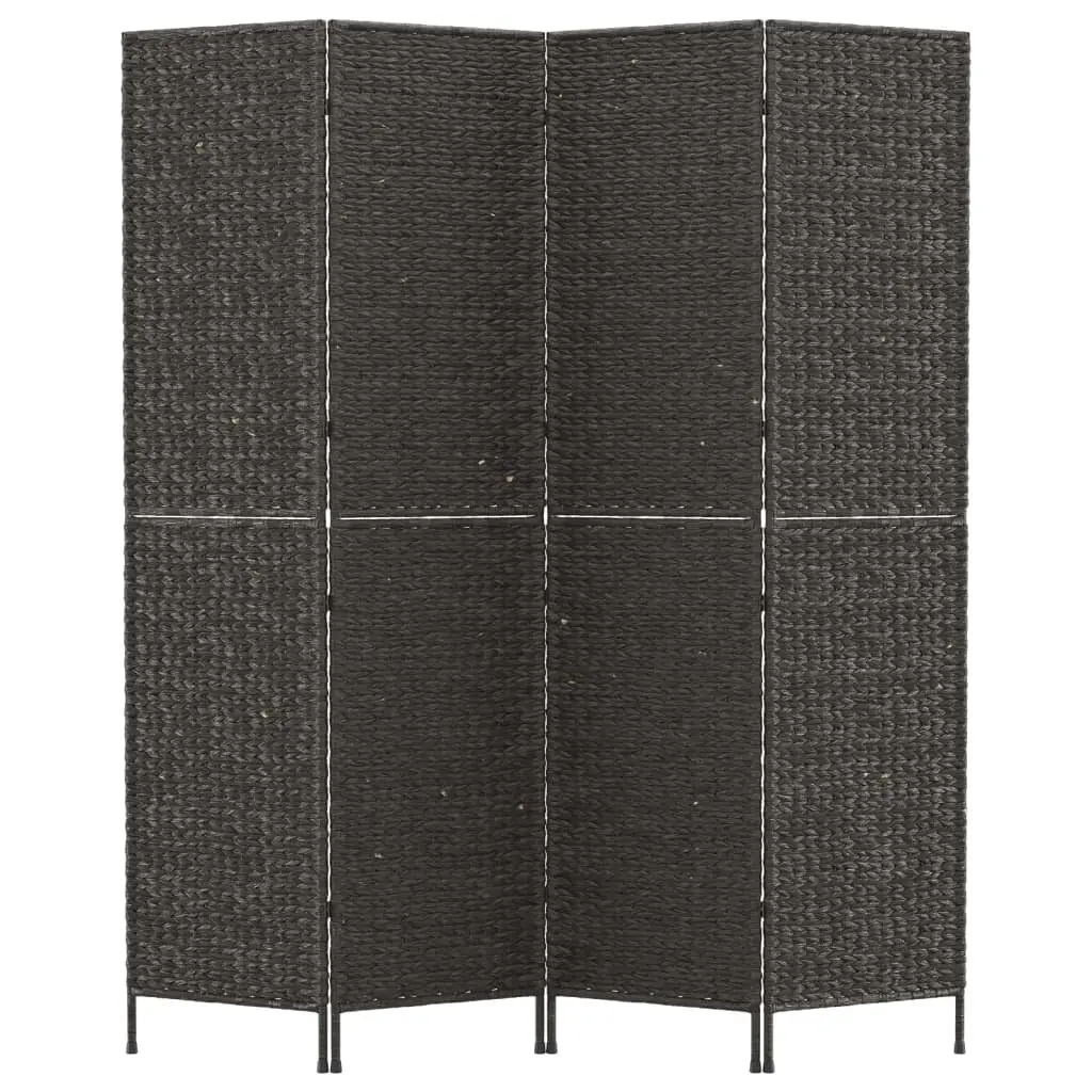 4-Panel Room Divider Screen Privacy Folding Partition Water Hyacinth Black 163 x 180 cm