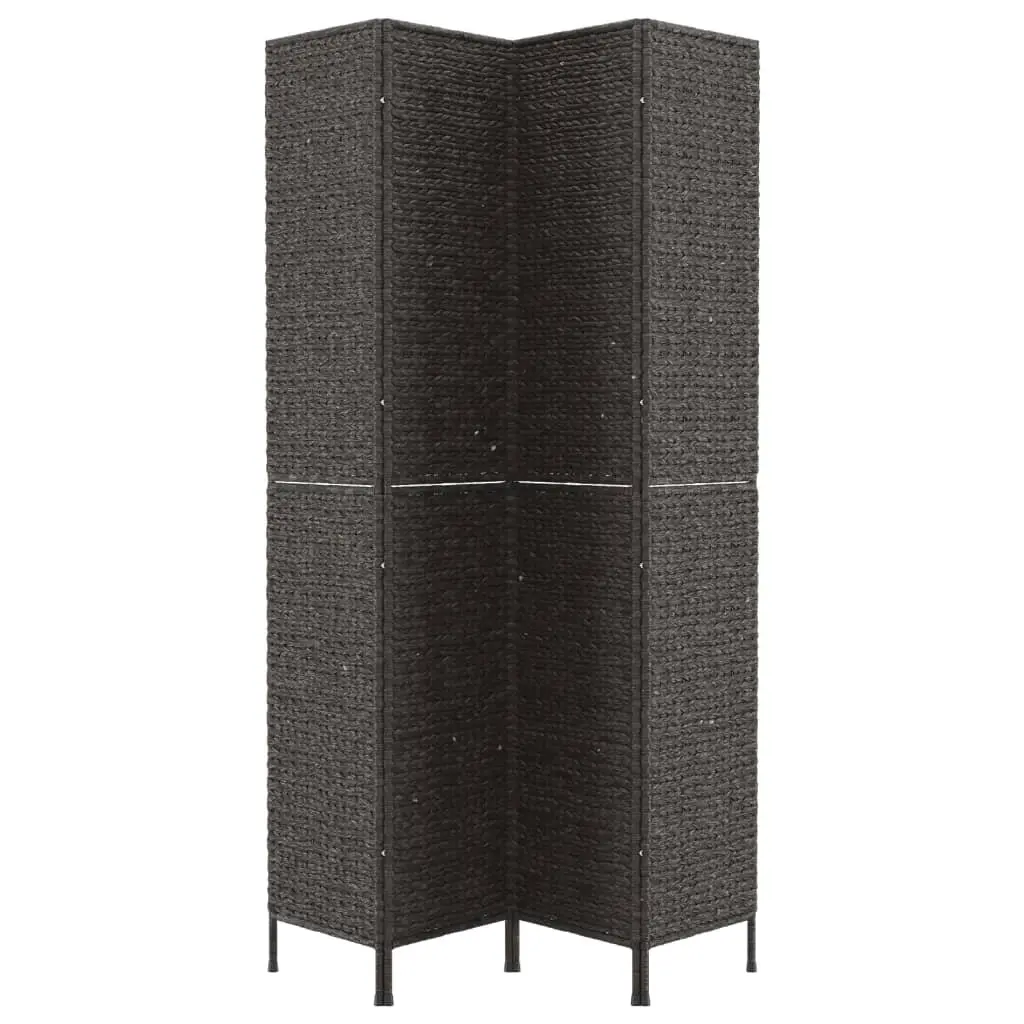 4-Panel Room Divider Screen Privacy Folding Partition Water Hyacinth Black 163 x 180 cm