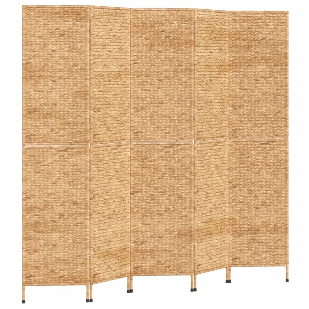 5-Panel Room Divider Privacy Partition Folding Screen Water Hyacinth Brown