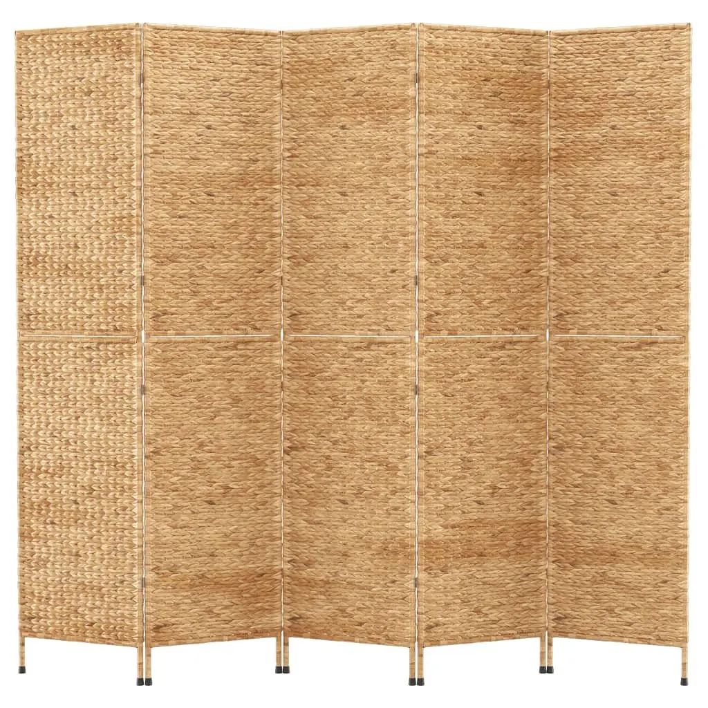 5-Panel Room Divider Privacy Partition Folding Screen Water Hyacinth Brown