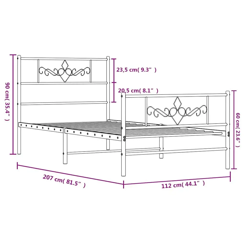Metal Bed Frame King Single 107x203 cm Black