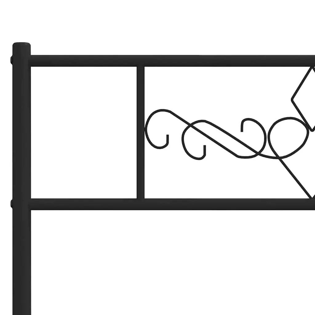Metal Bed Frame 135x190 cm Bedroom Use Black with Headboard Footboard Slatted Base