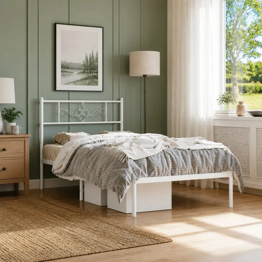 Metal Bed Frame with Storage and Headboard