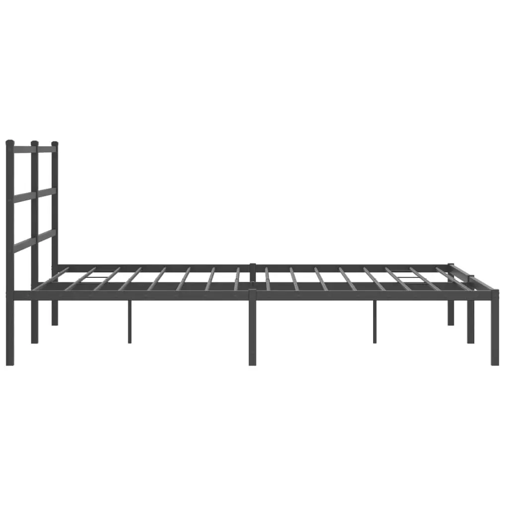 Metal Bed Frame Black 150x200 cm with Headboard Steel Slats Centre Legs