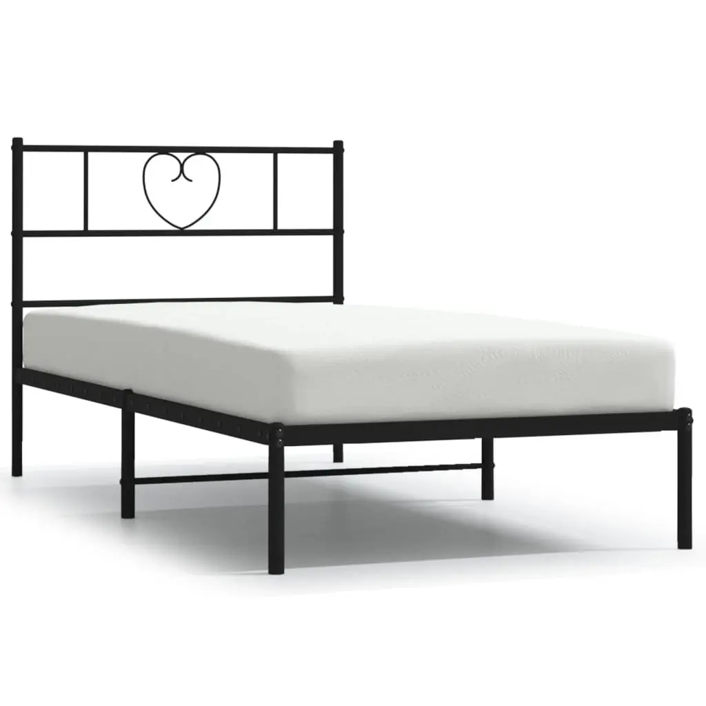 Metal Bed Frame King Single 107x203 cm Headboard Black