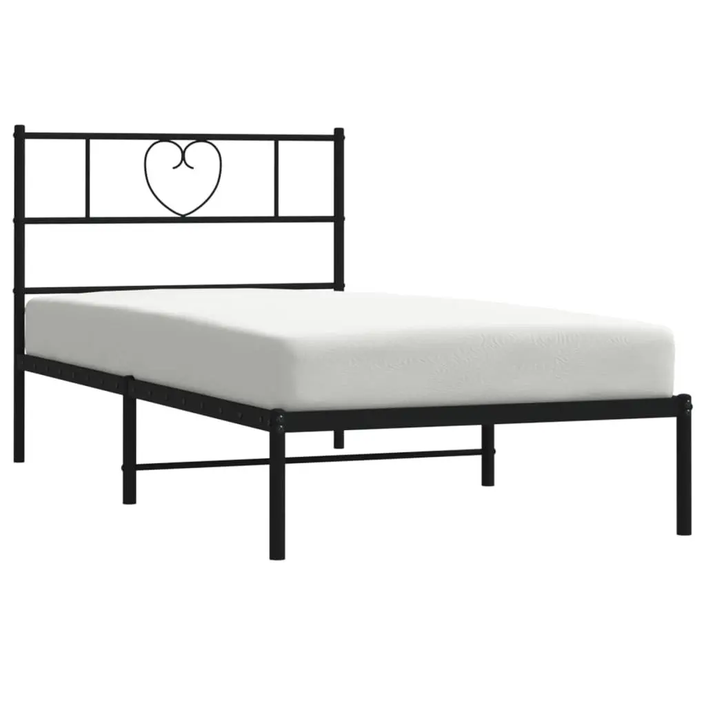Metal Bed Frame King Single 107x203 cm Headboard Black