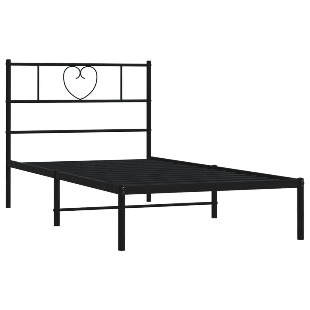 Metal Bed Frame King Single 107x203 cm Headboard Black