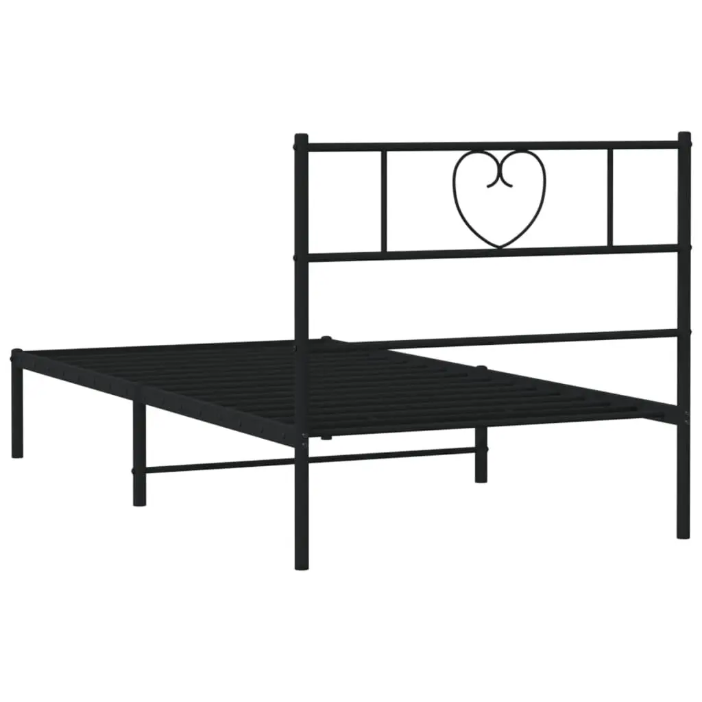 Metal Bed Frame King Single 107x203 cm Headboard Black