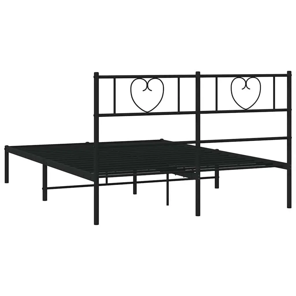 Metal Bed Frame Black 150x200 cm Platform Bedroom Furniture