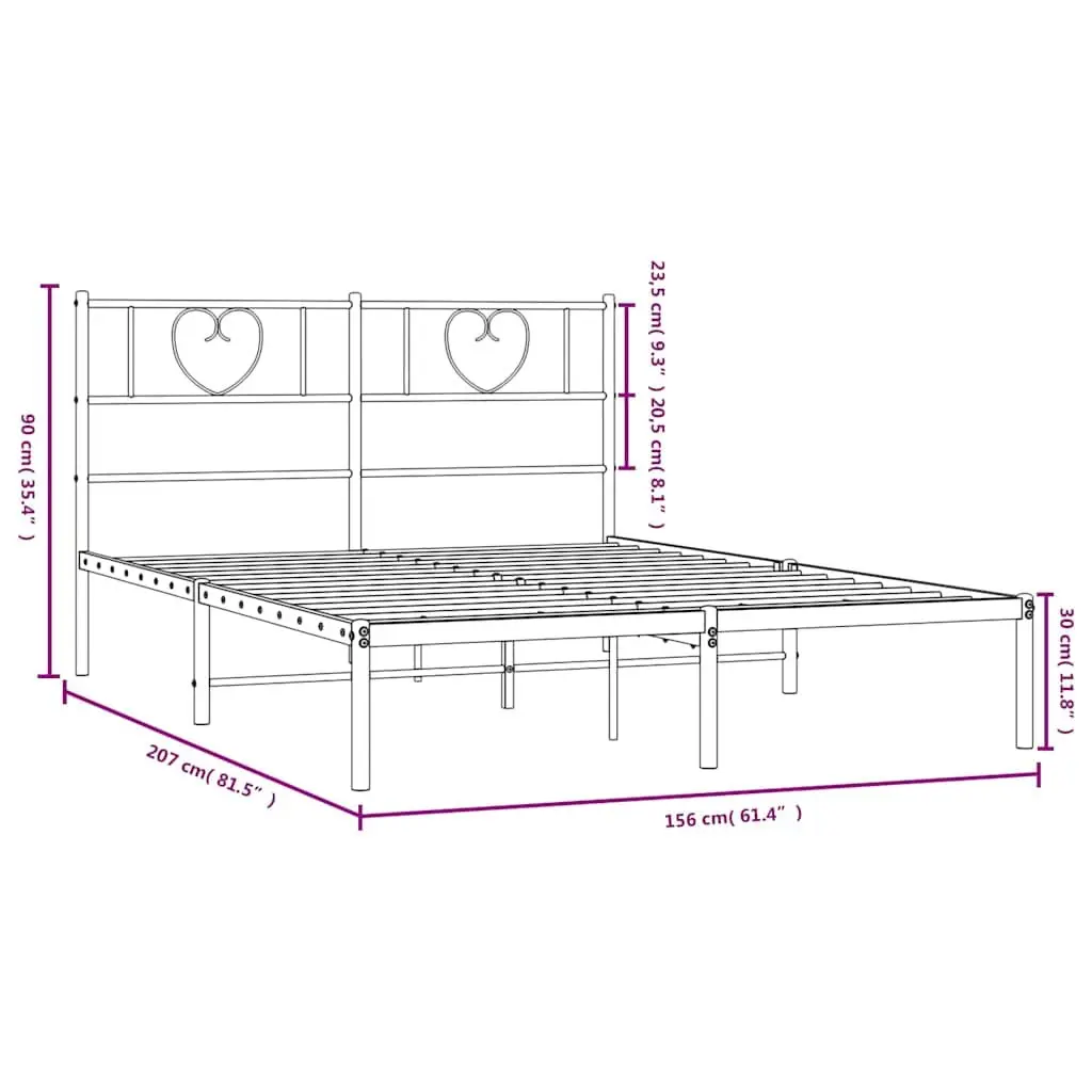 Metal Bed Frame Black 150x200 cm Platform Bedroom Furniture
