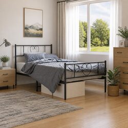 Reliable Metal Bed Frame King Single 107x203 cm Black
