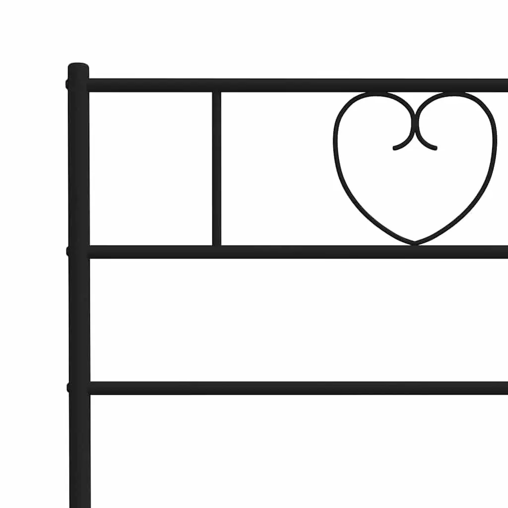Metal Bed Frame 135x190 cm with Footboard Slatted Base Bedroom Furniture Black