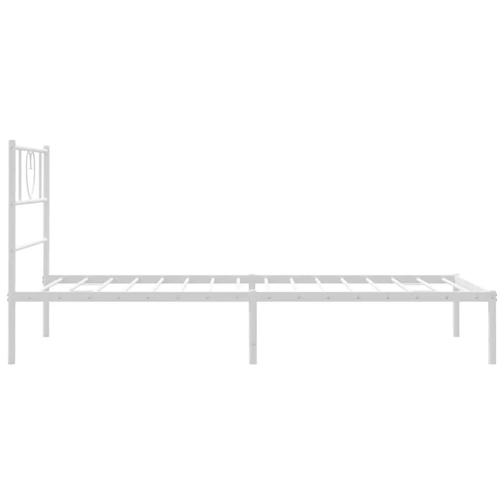 King Single White Metal Bed Frame with Headboard