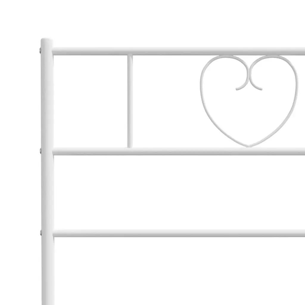 King Single White Metal Bed Frame with Headboard