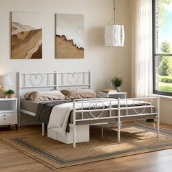 Reliable Metal Bed Frame 150x200 cm with Slatted Design