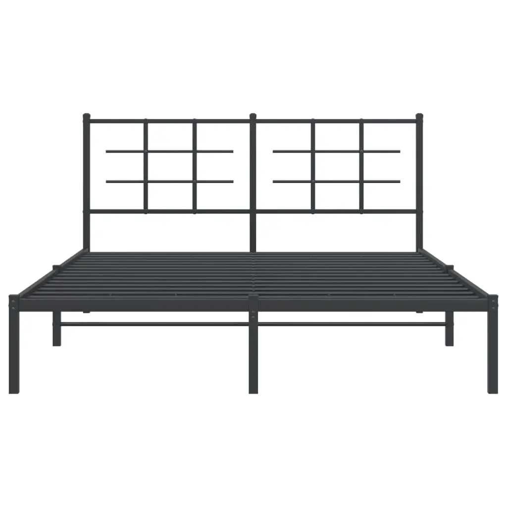 Metal Bed Frame with Headboard 150x200 cm Black