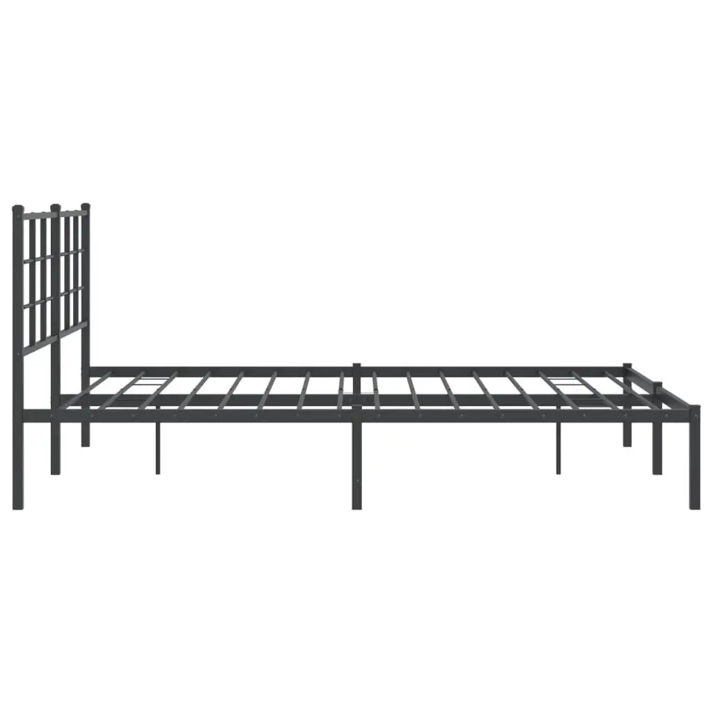 Metal Bed Frame with Headboard 150x200 cm Black