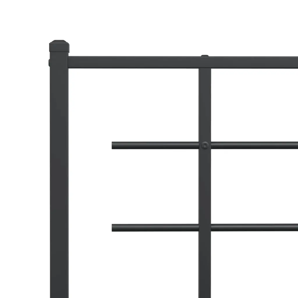 Metal Bed Frame with Headboard 150x200 cm Black