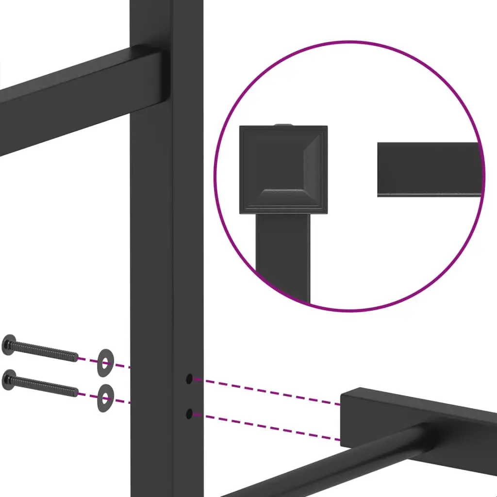Metal Bed Frame with Headboard 150x200 cm Black