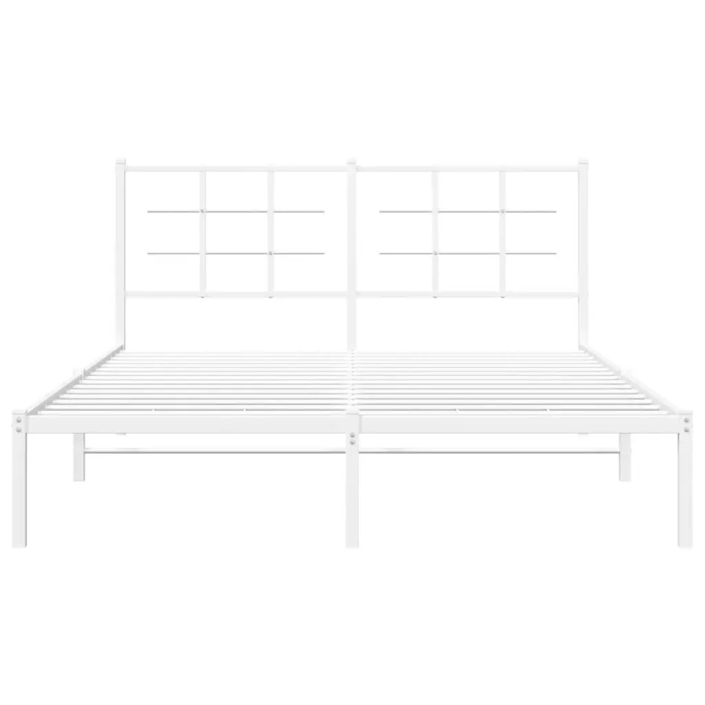 Metal Bed Frame Slatted Base 150x200 cm White