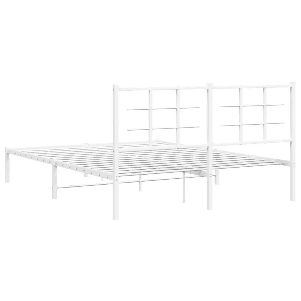 Metal Bed Frame Slatted Base 150x200 cm White