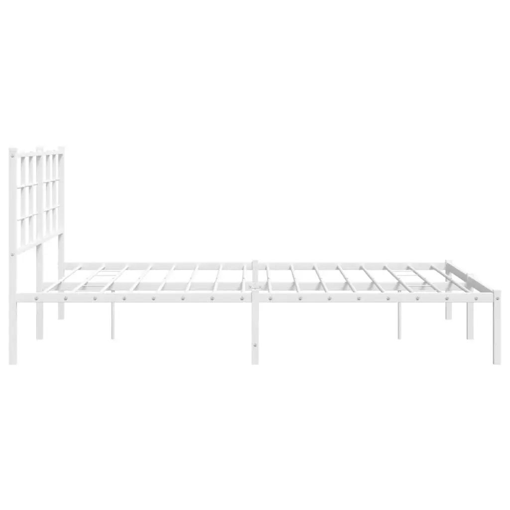 Metal Bed Frame Slatted Base 150x200 cm White
