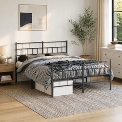 Reliable Black Metal Bed Frame with Headboard and Storage