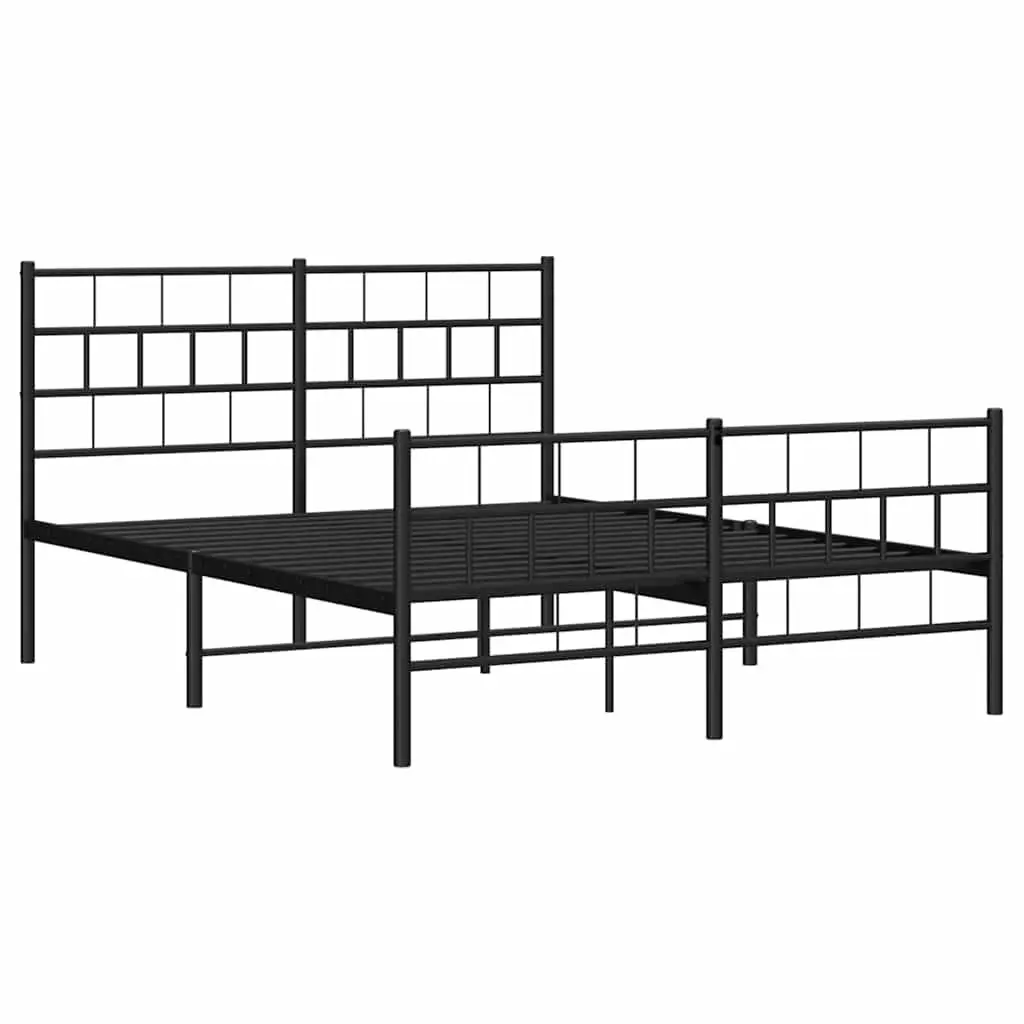 Metal Bed Frame Black 135x190 cm Robust Steel Bedroom Furniture