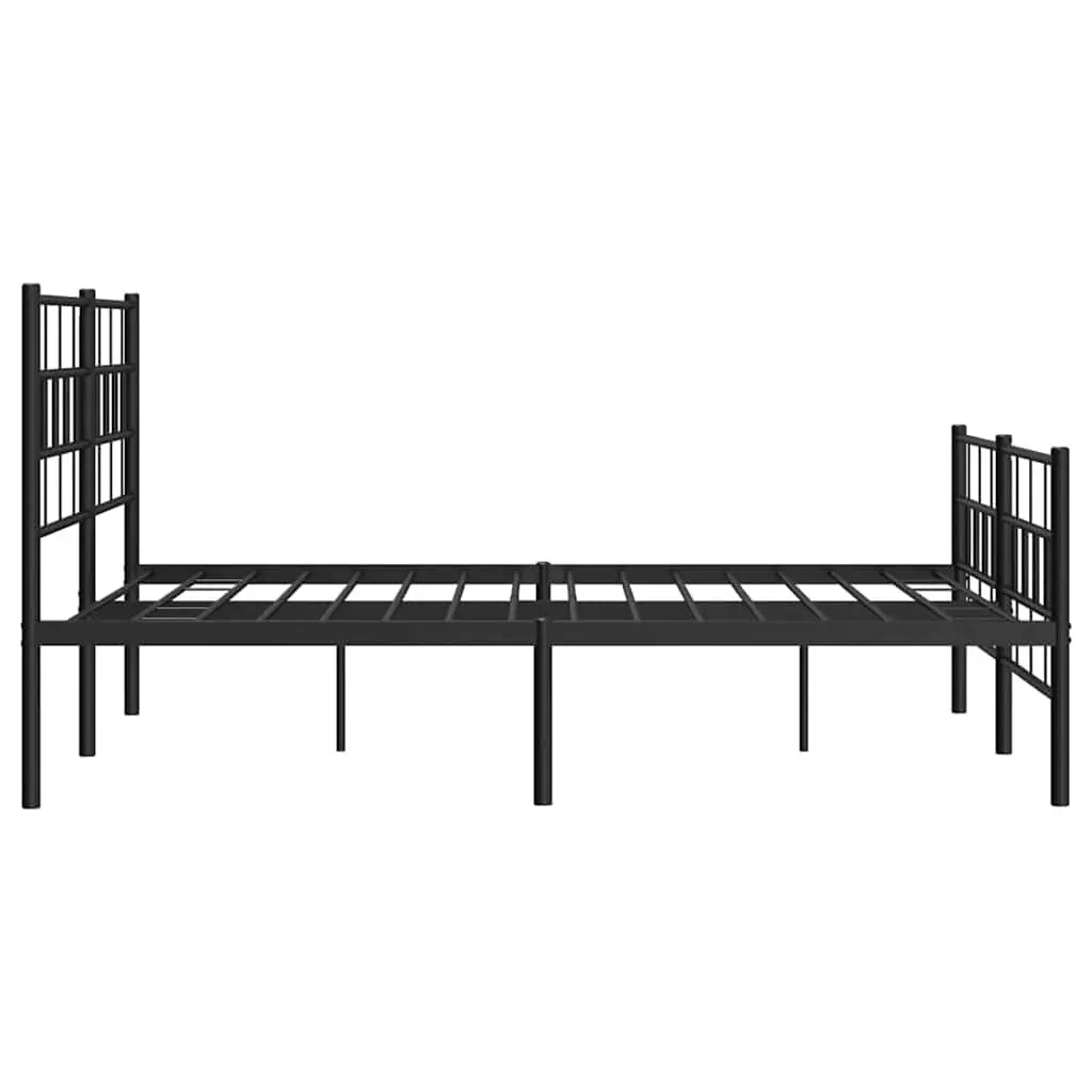 Metal Bed Frame 150x200 cm Headboard Footboard Slatted Base Black