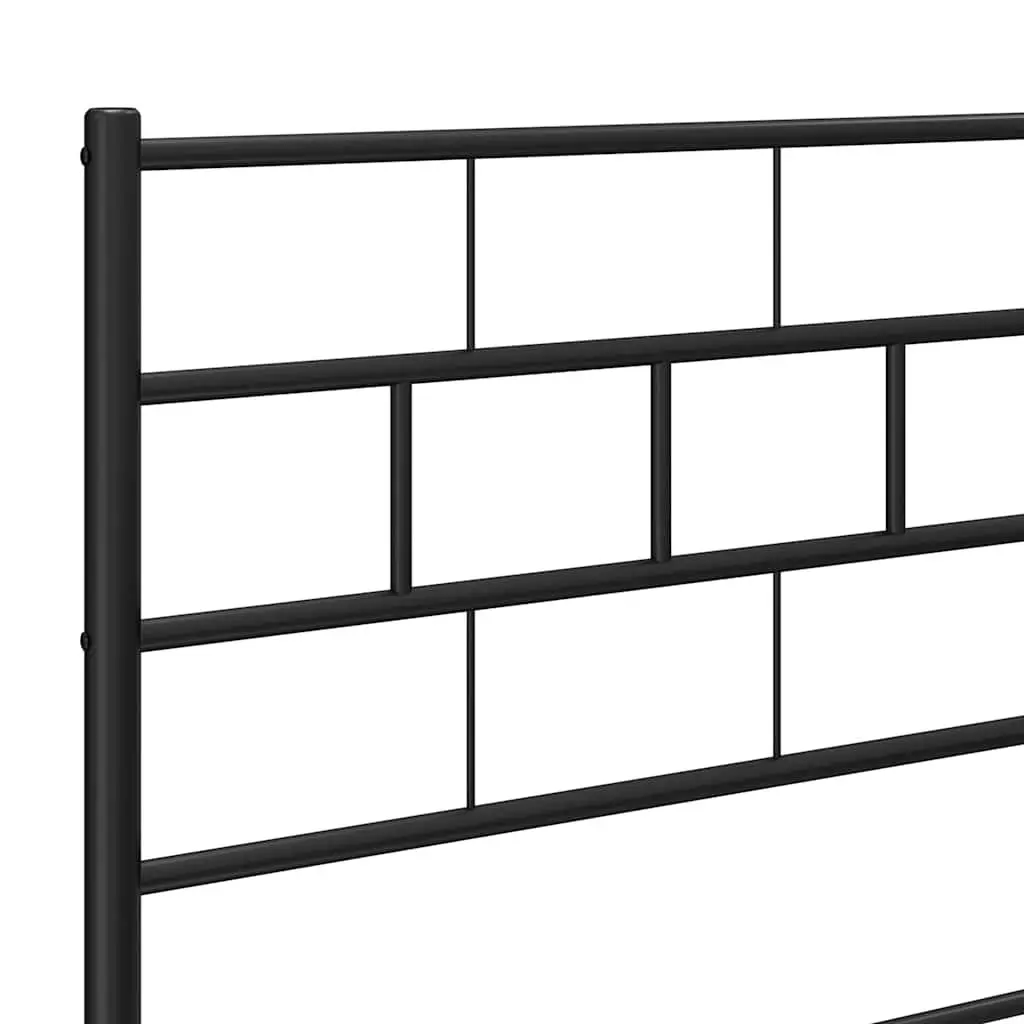 Metal Bed Frame 150x200 cm Headboard Footboard Slatted Base Black