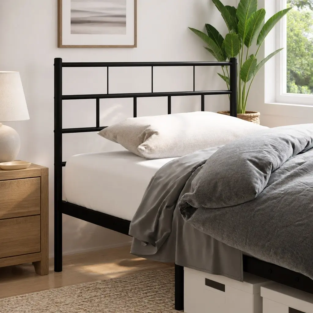 Metal Headboard Black 107cm Bed Frame Header Support