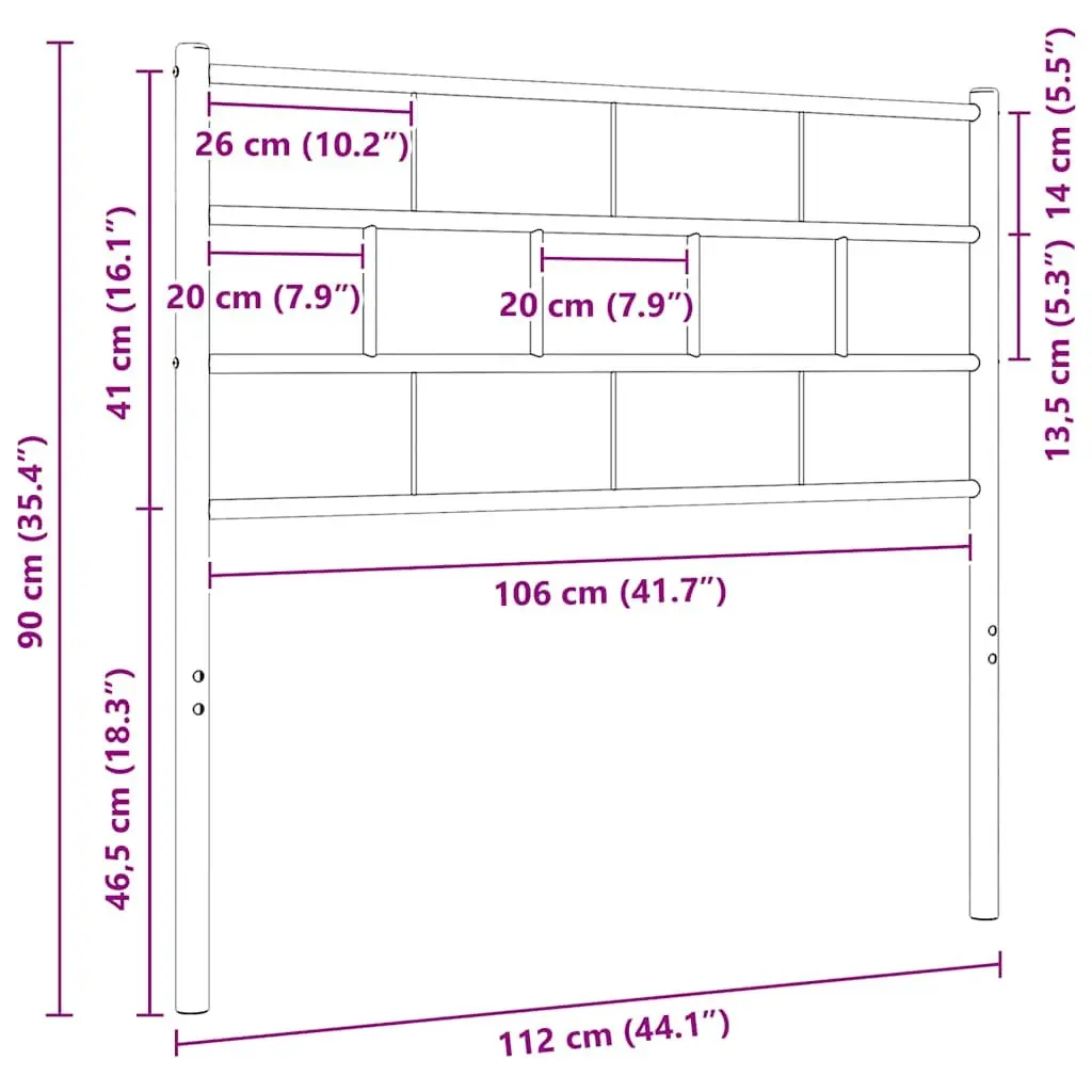 Metal Headboard Black 107cm Bed Frame Header Support