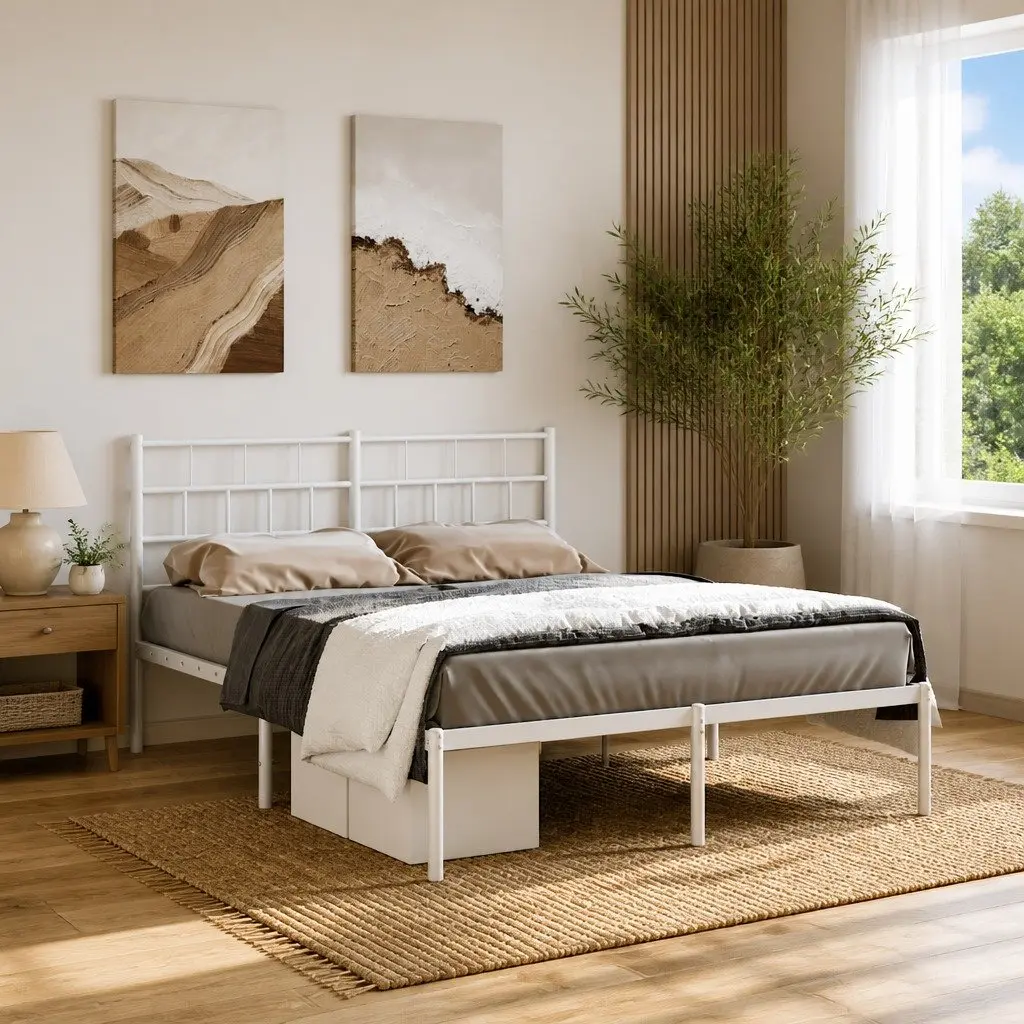 Metal Bed Frame with Storage Space Underneath
