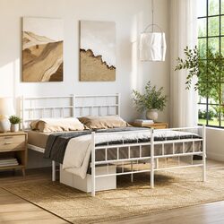 Reliable White Metal Bed Frame 135x190 cm
