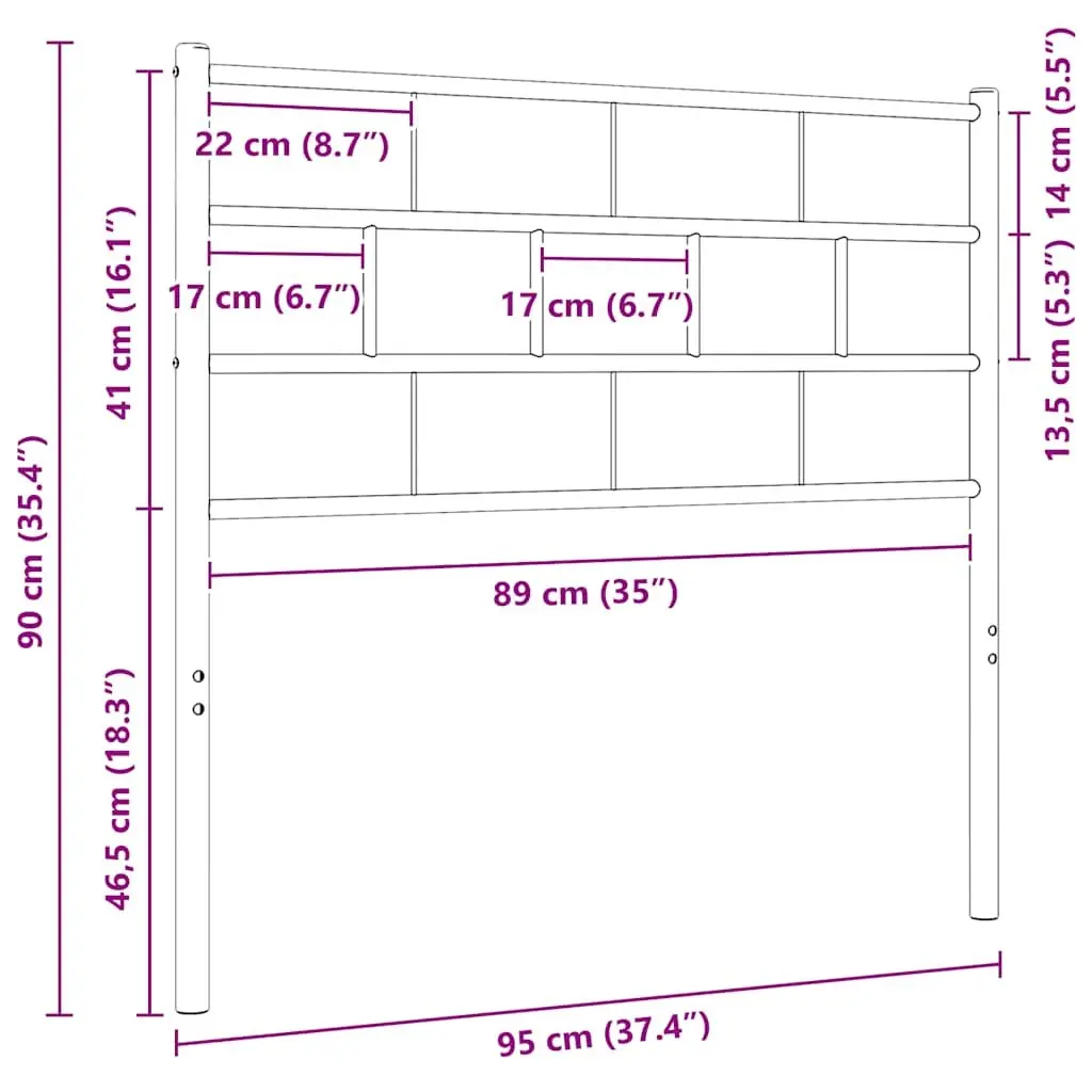 Metal Headboard White 90cm Bed Header Powder Coated Steel Frame Support
