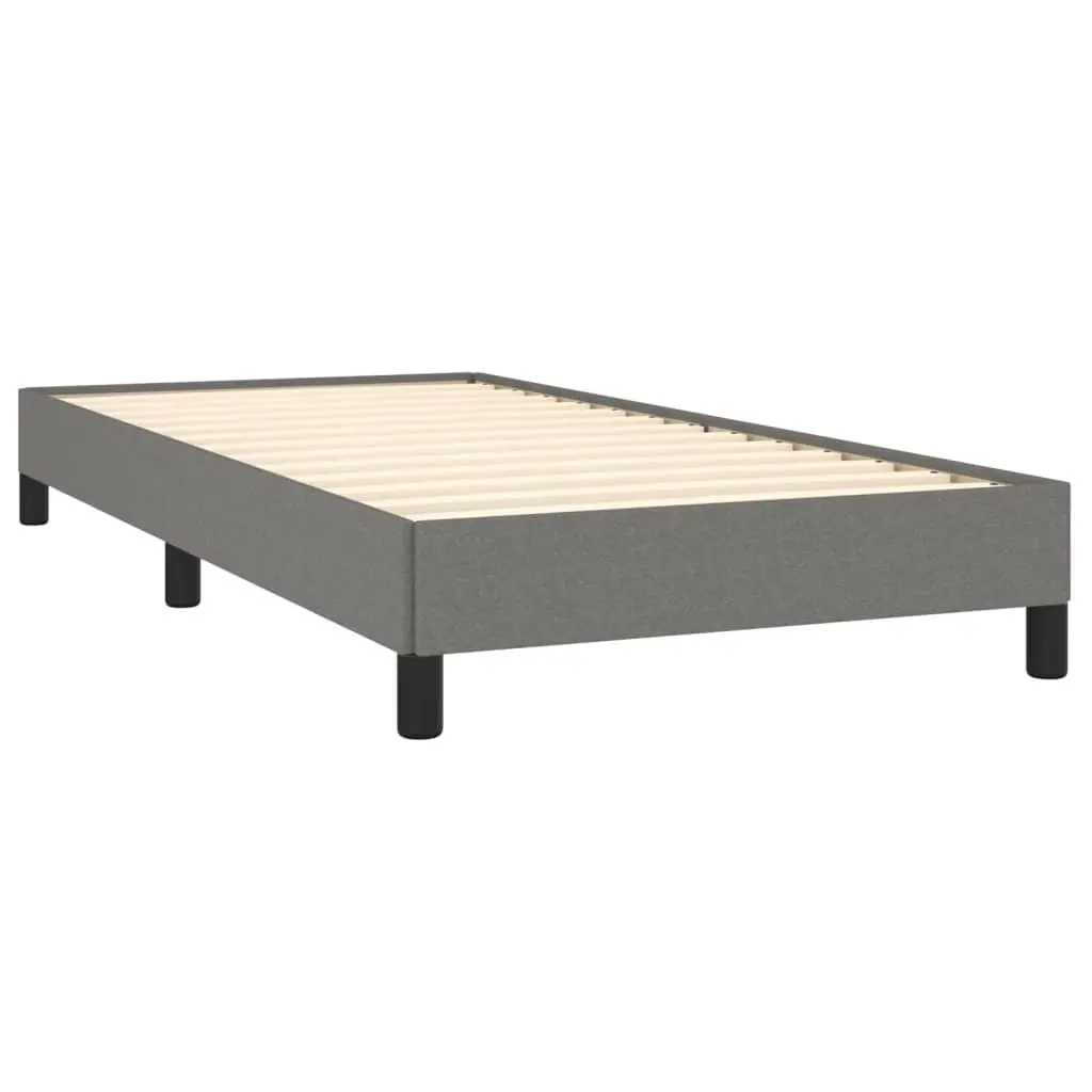 King Single Bed Frame Grey Fabric Upholstered Plywood Slats Sturdy Support Legs