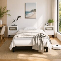 King Single Bed Frame Black Velvet Upholstered Platform Bedroom Furniture