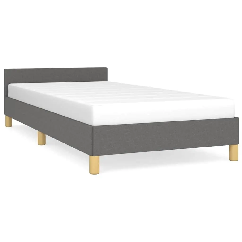 Bed Frame King Single Size Grey Fabric Headboard