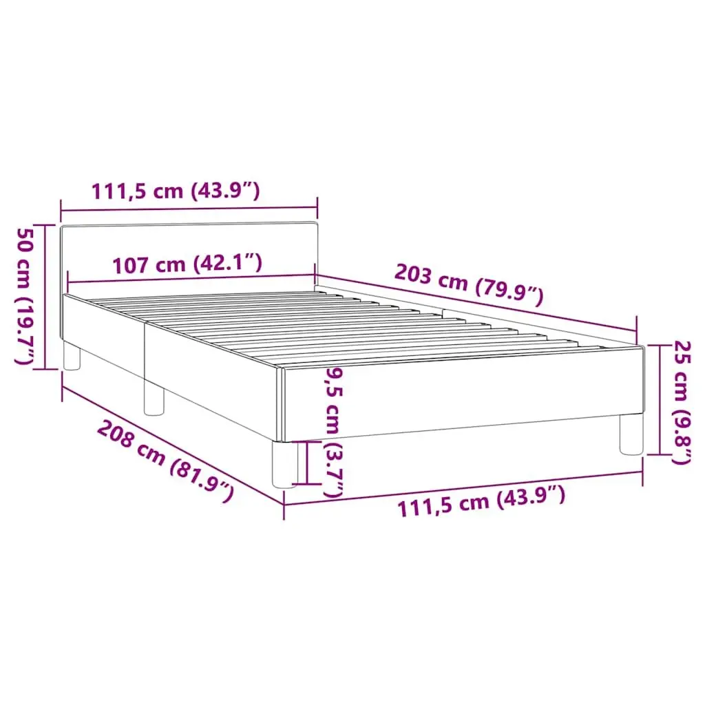 Bed Frame King Single Size Grey Fabric Headboard