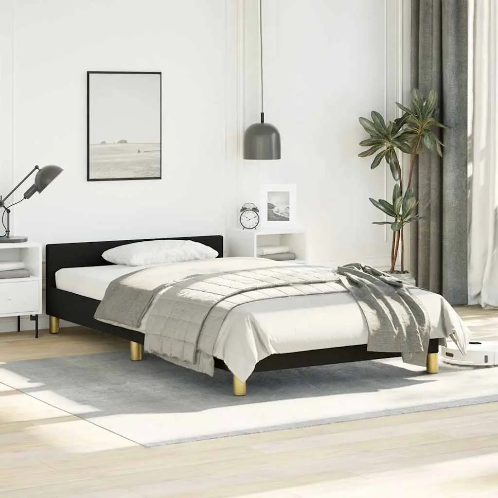 King Single Bed Frame Black Fabric Upholstered Bedroom Furniture