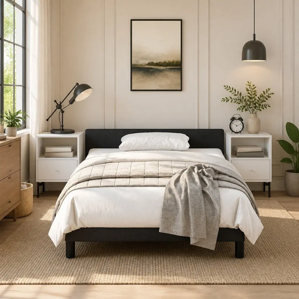 Black Velvet King Single Bed Frame for Comfort