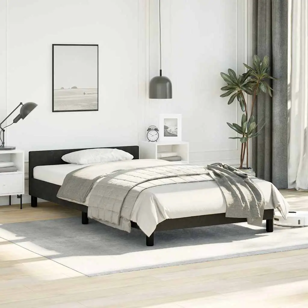 Black Velvet King Single Bed Frame for Comfort
