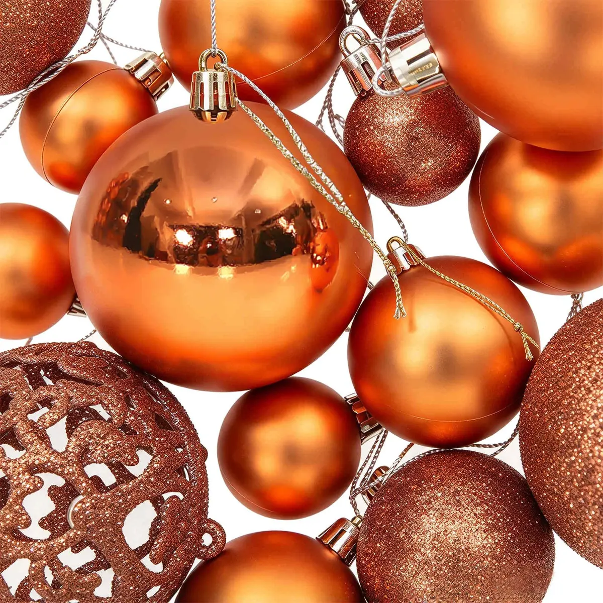 Christmas Baubles Shatterproof Ornament Set 100 Pieces Brown 3cm 4cm 6cm Tree Decor