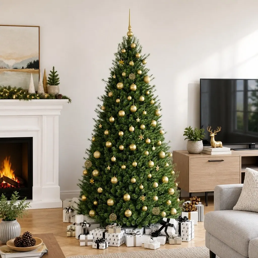 111 Piece Christmas Bauble Set Gold Shatterproof Ornaments Multiple Sizes
