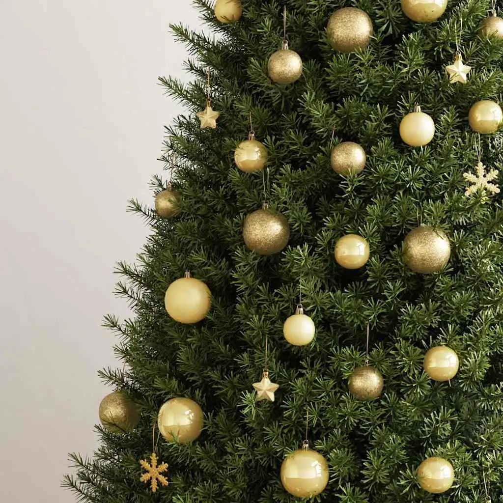 111 Piece Christmas Bauble Set Gold Shatterproof Ornaments Multiple Sizes