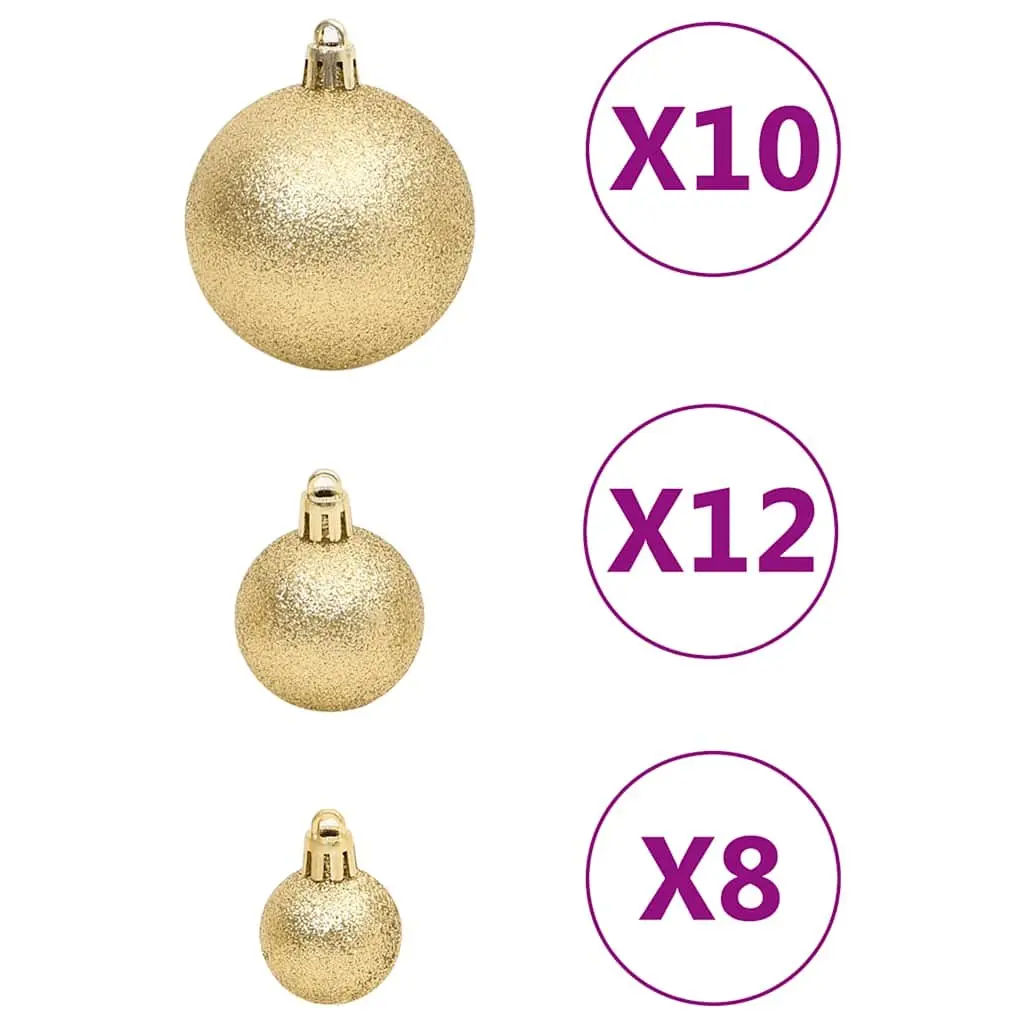 111 Piece Christmas Bauble Set Gold Shatterproof Ornaments Multiple Sizes