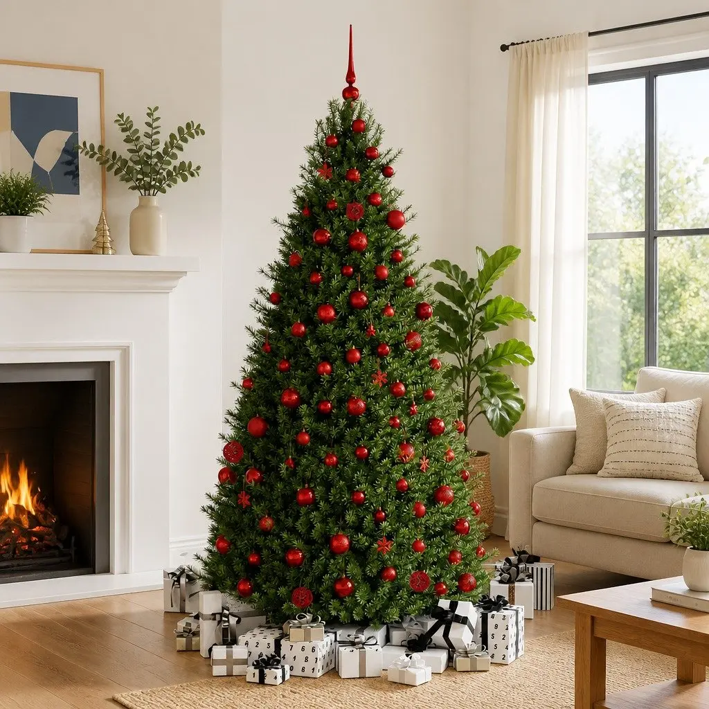 Christmas Bauble Set 111 Piece Polystyrene Ornaments Red Tree Decorations