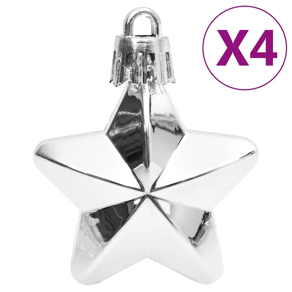 Christmas Bauble Set 111 Piece Shatterproof Ornaments White Grey
