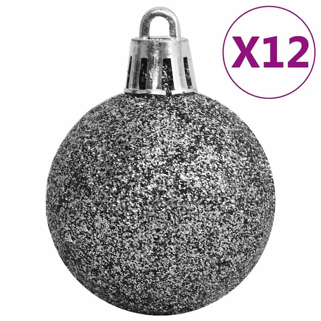 Christmas Bauble Set 111 Piece Shatterproof Ornaments White Grey